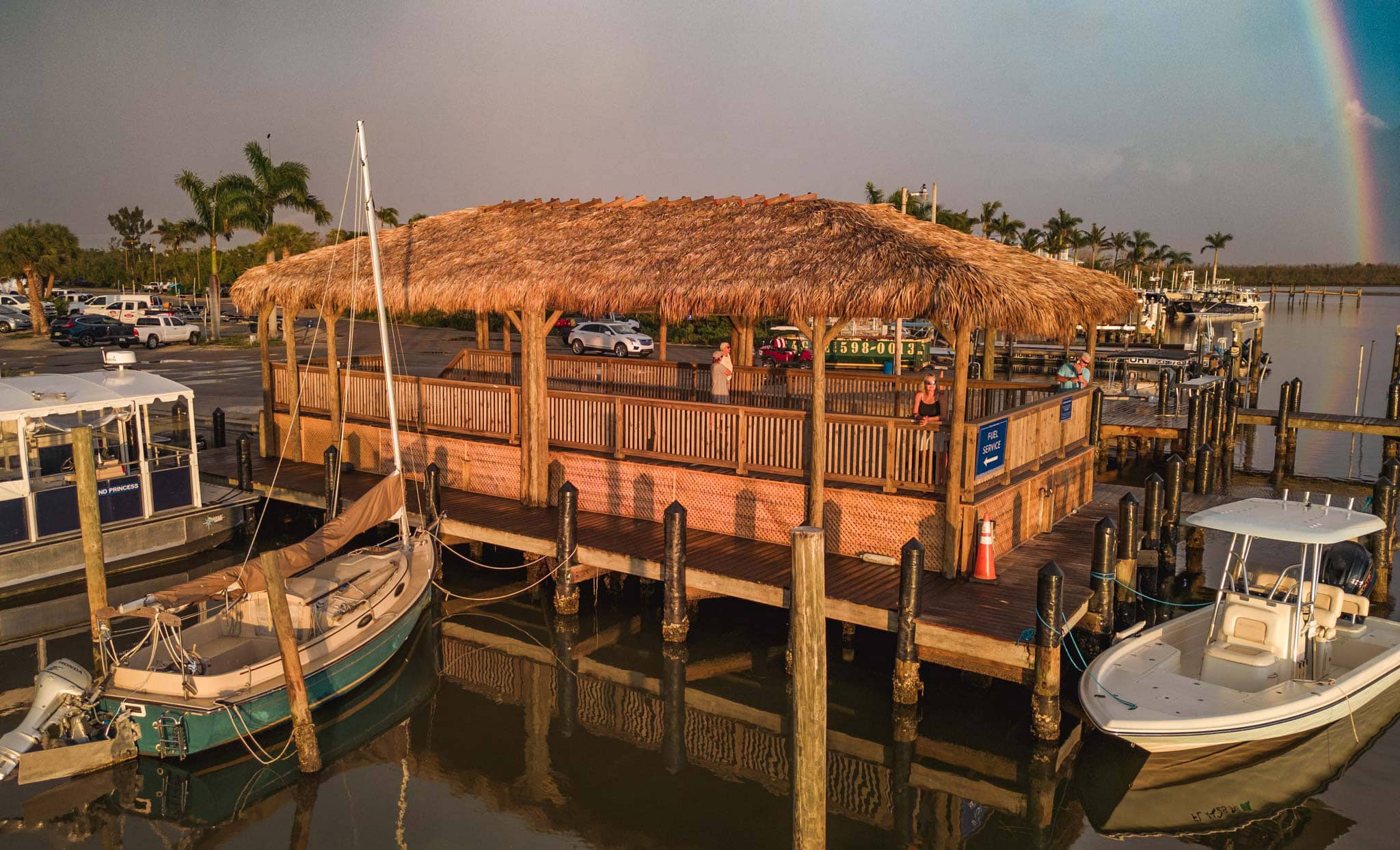 Tiki built on an outcropping of a boat launch